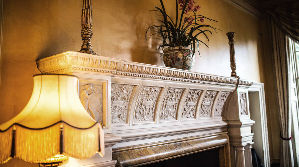 Ornate fireplace at Hampton Court House